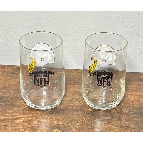 Vintage Washington Redskins NFL Glass Lowball Glasses Set of 2 4.5” 16oz - Picture 6 of 8
